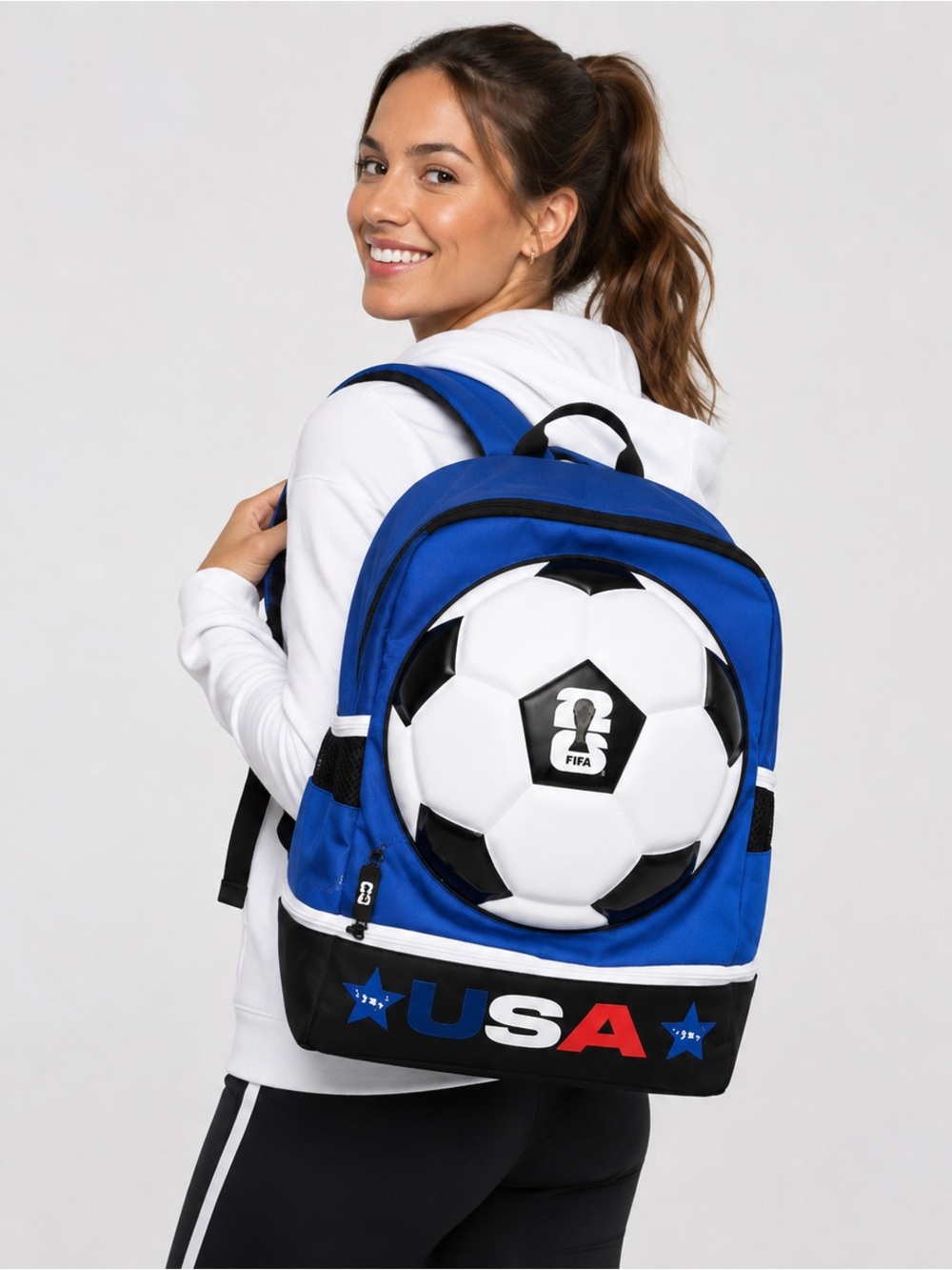 2 pc Official FIFA Blue Soccer Backpack with Matching Water Bottle Set